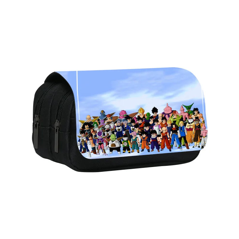 Anime Dragon Ball Goku Vegeta Pencil Case Double-Deck Ultra-Large Capacity Nylon Anime Pencil Bag Student School Supplies Gifts