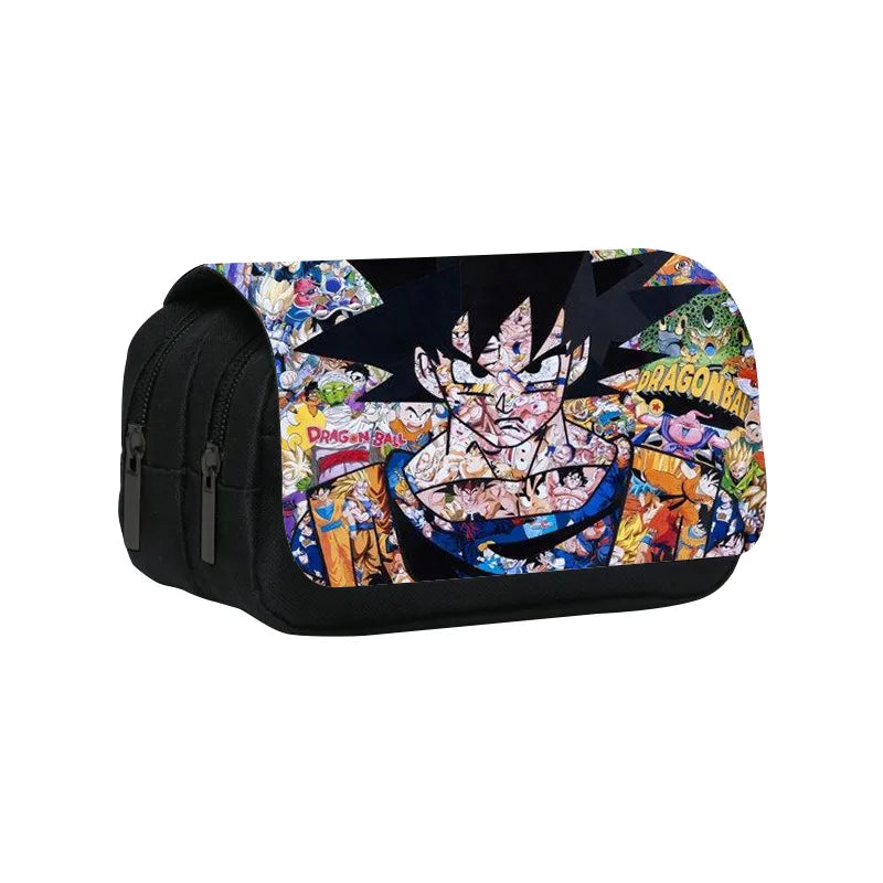 Anime Dragon Ball Goku Vegeta Pencil Case Double-Deck Ultra-Large Capacity Nylon Anime Pencil Bag Student School Supplies Gifts