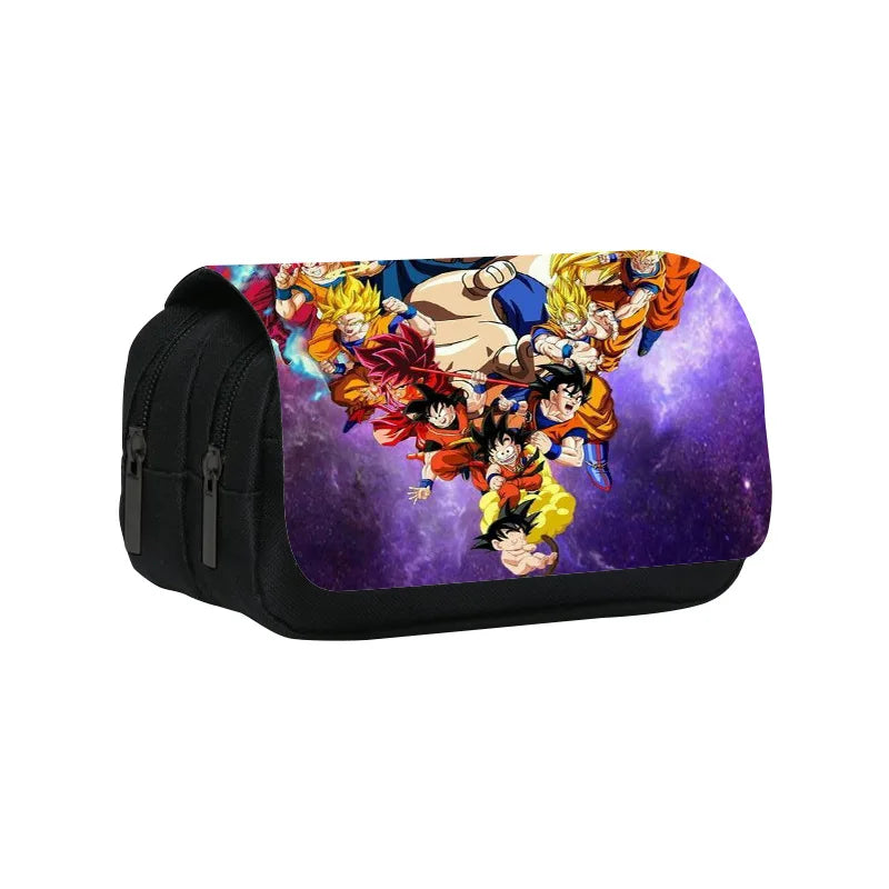 Anime Dragon Ball Goku Vegeta Pencil Case Double-Deck Ultra-Large Capacity Nylon Anime Pencil Bag Student School Supplies Gifts