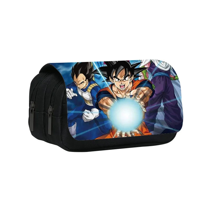 Anime Dragon Ball Goku Vegeta Pencil Case Double-Deck Ultra-Large Capacity Nylon Anime Pencil Bag Student School Supplies Gifts