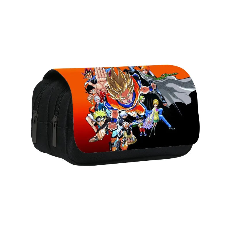 Anime Dragon Ball Goku Vegeta Pencil Case Double-Deck Ultra-Large Capacity Nylon Anime Pencil Bag Student School Supplies Gifts