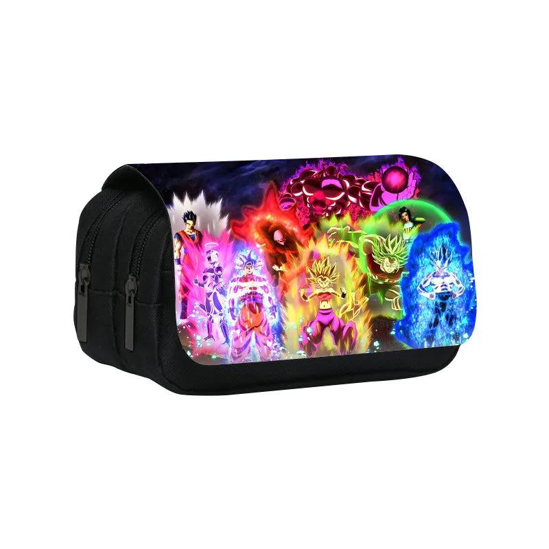 Anime Dragon Ball Goku Vegeta Pencil Case Double-Deck Ultra-Large Capacity Nylon Anime Pencil Bag Student School Supplies Gifts