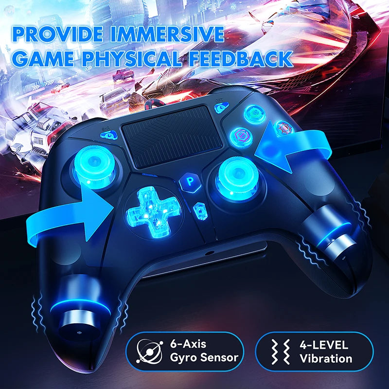 P5 RGB Controller For PS5/4/PC Console 2M Extra Long Wired Gamepad W/ Turbo Dual Vibration No Delay Instant Connect Game Control