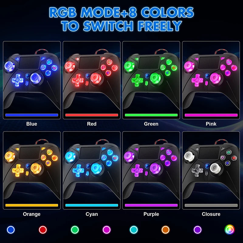 P5 RGB Controller For PS5/4/PC Console 2M Extra Long Wired Gamepad W/ Turbo Dual Vibration No Delay Instant Connect Game Control