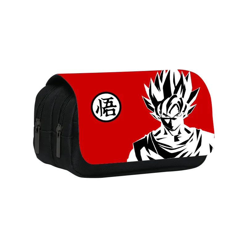 Anime Dragon Ball Goku Vegeta Pencil Case Double-Deck Ultra-Large Capacity Nylon Anime Pencil Bag Student School Supplies Gifts
