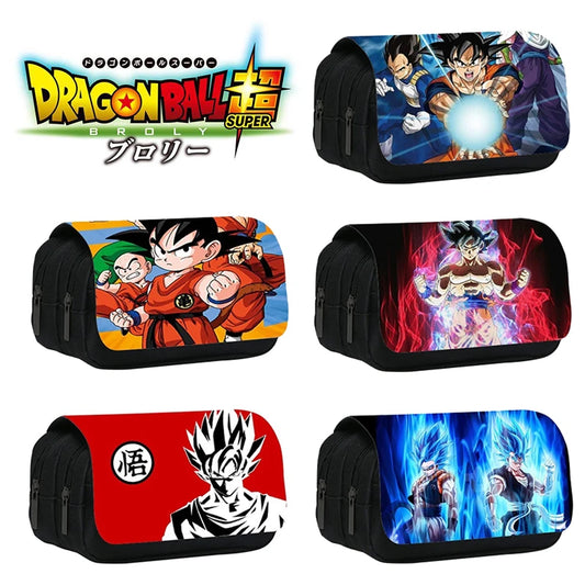 Anime Dragon Ball Goku Vegeta Pencil Case Double-Deck Ultra-Large Capacity Nylon Anime Pencil Bag Student School Supplies Gifts