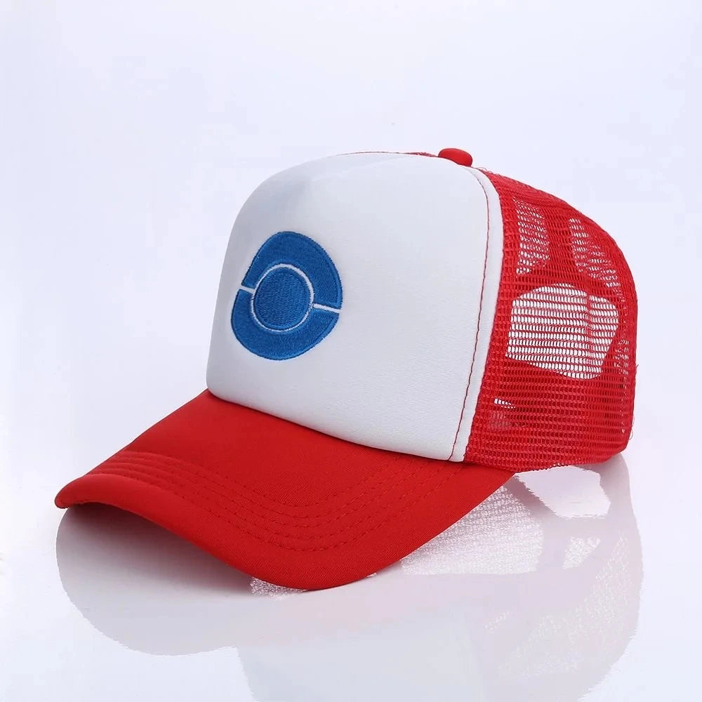 Anime Pokemon Ash Ketchum Cosplay Baseball Cap Pikachu Peaked Cap Letter C Symbol Embroidery Sports Outdoors Hat Adjustable Prop