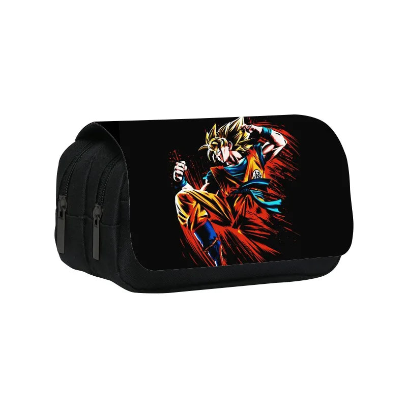 Anime Dragon Ball Goku Vegeta Pencil Case Double-Deck Ultra-Large Capacity Nylon Anime Pencil Bag Student School Supplies Gifts