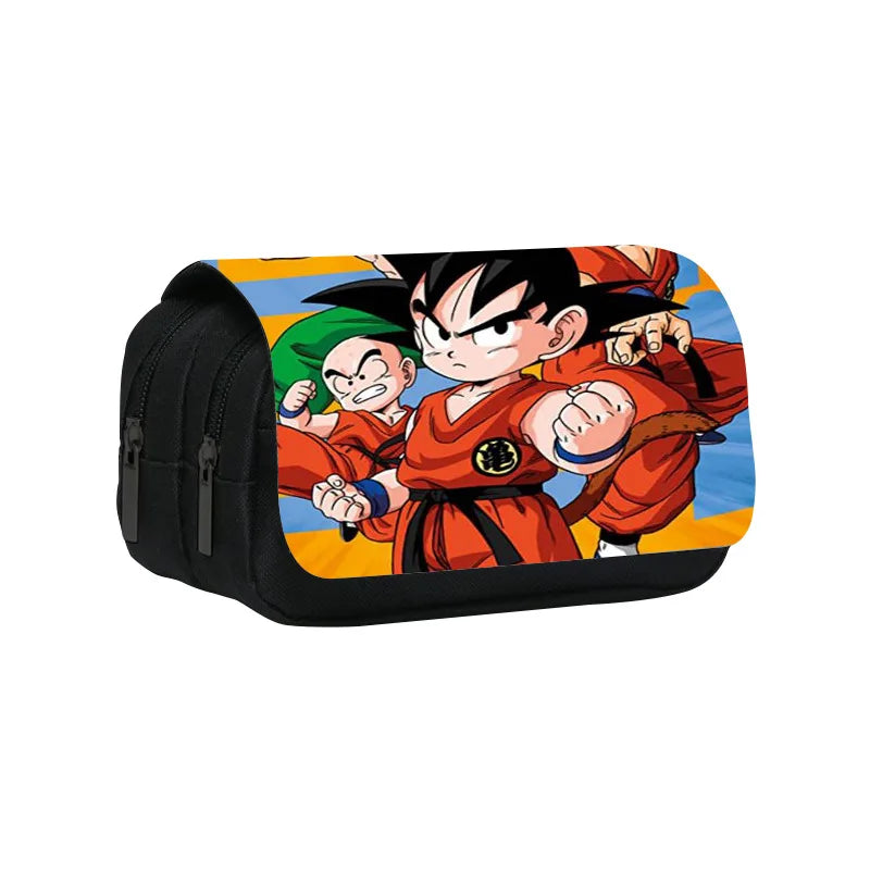 Anime Dragon Ball Goku Vegeta Pencil Case Double-Deck Ultra-Large Capacity Nylon Anime Pencil Bag Student School Supplies Gifts