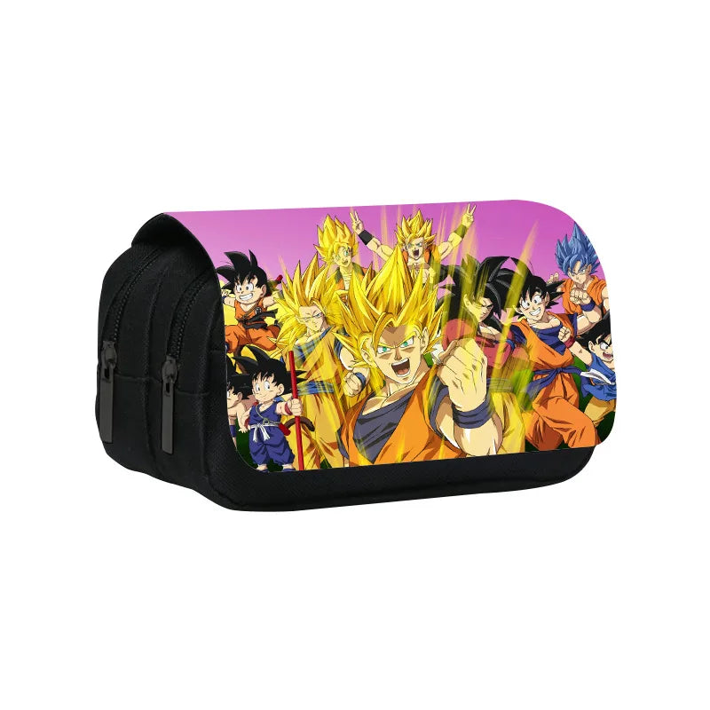 Anime Dragon Ball Goku Vegeta Pencil Case Double-Deck Ultra-Large Capacity Nylon Anime Pencil Bag Student School Supplies Gifts