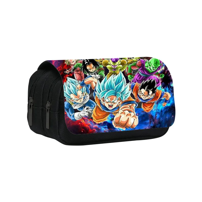 Anime Dragon Ball Goku Vegeta Pencil Case Double-Deck Ultra-Large Capacity Nylon Anime Pencil Bag Student School Supplies Gifts