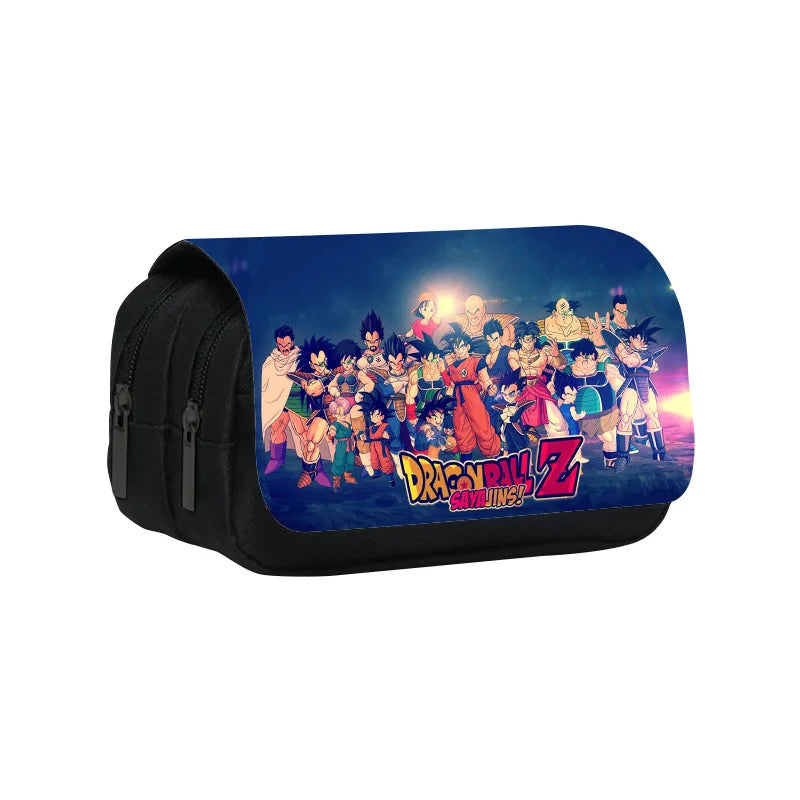 Anime Dragon Ball Goku Vegeta Pencil Case Double-Deck Ultra-Large Capacity Nylon Anime Pencil Bag Student School Supplies Gifts