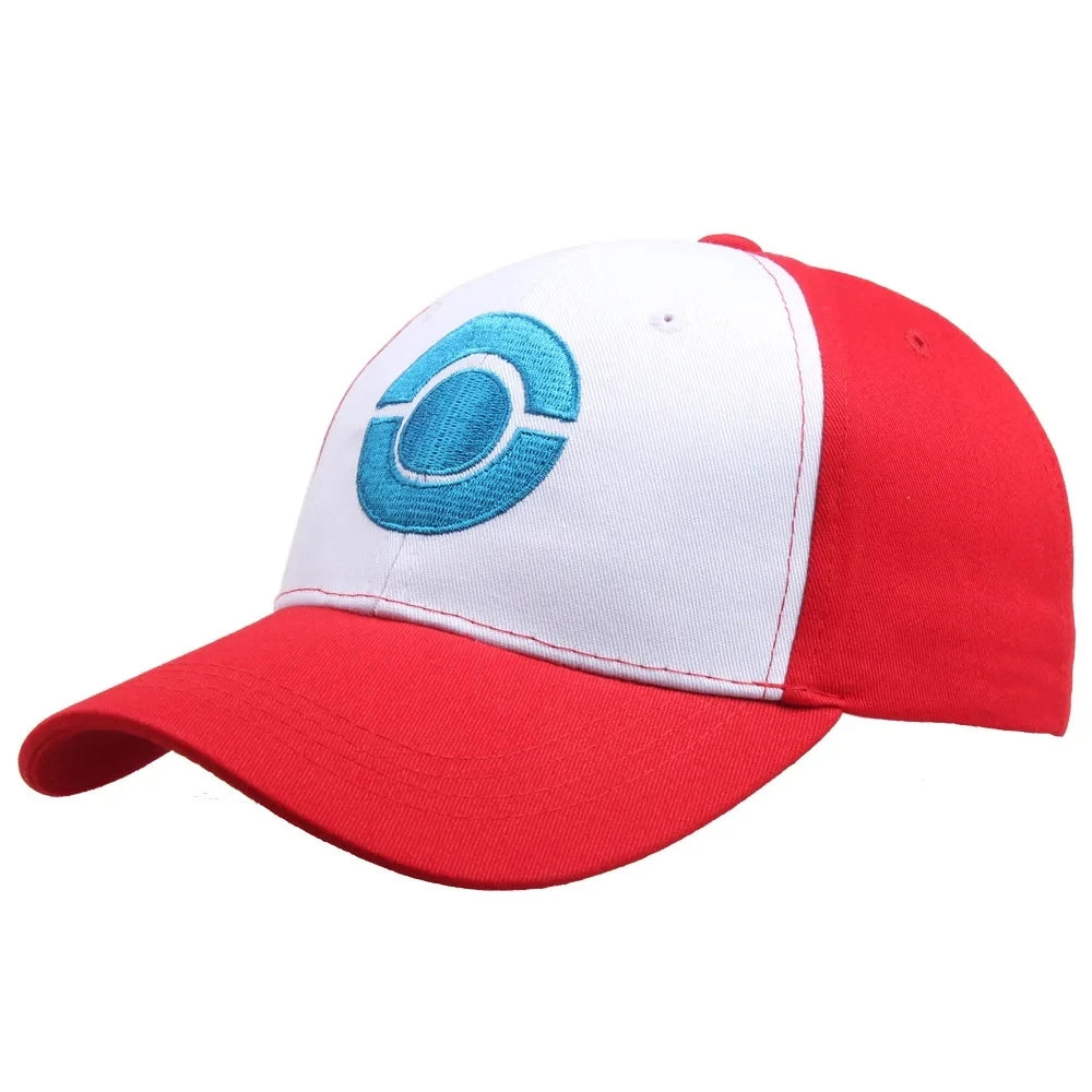 Anime Pokemon Ash Ketchum Cosplay Baseball Cap Pikachu Peaked Cap Letter C Symbol Embroidery Sports Outdoors Hat Adjustable Prop